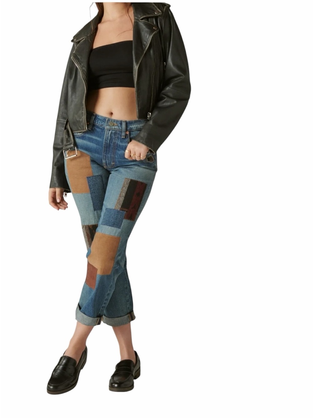 Lucky Legend mid rise boyfriend patchwork jeans